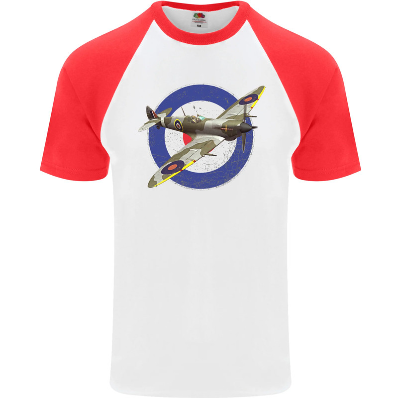 Spitfire MOD RAF WWII Fighter Plane British Mens S/S Baseball T-Shirt gallery
