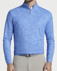 Peter Millar “Perth” Tropical Camo Performance 1/4 Zip, M, Estate Blue, NWT!