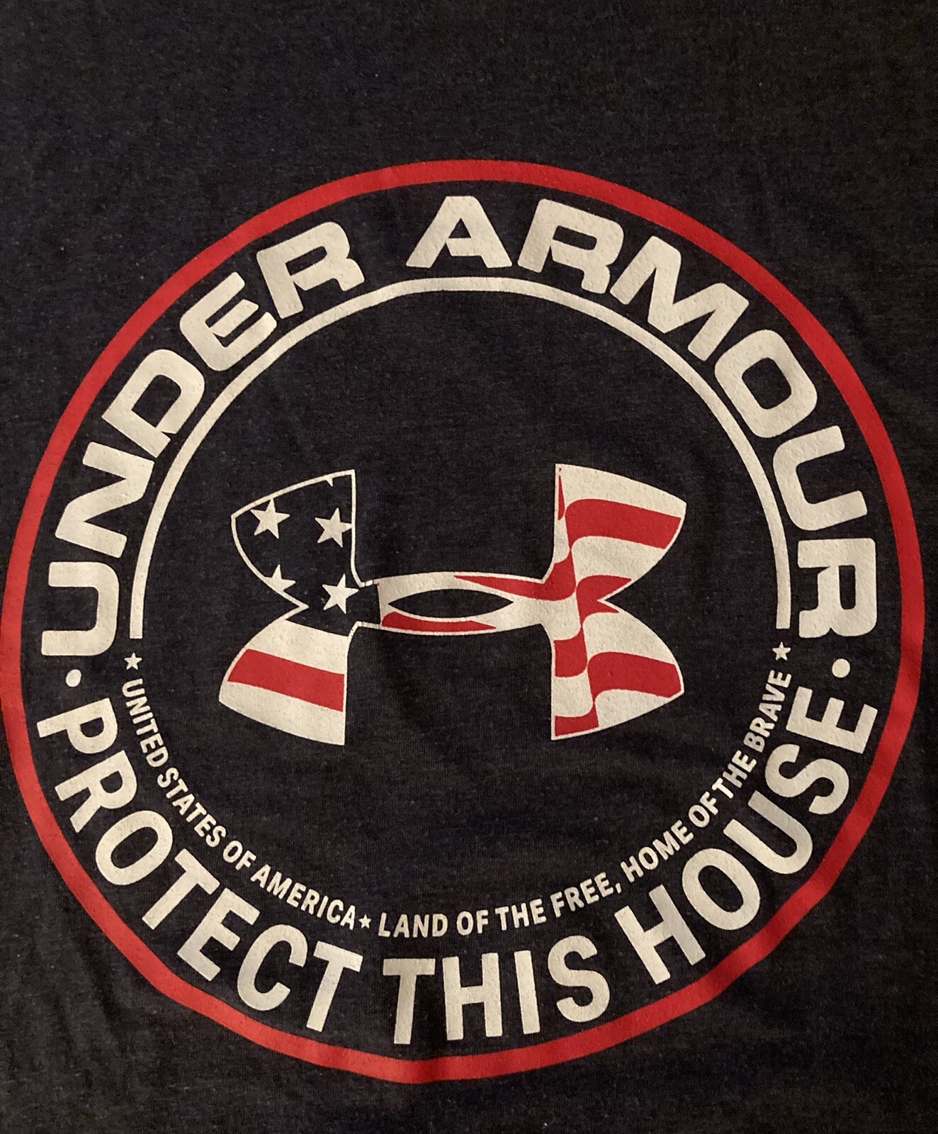 UNDER ARMOUR Stars and Stripes Logo Tee T-Shirt Red White Blue Size S Loose Fit gallery