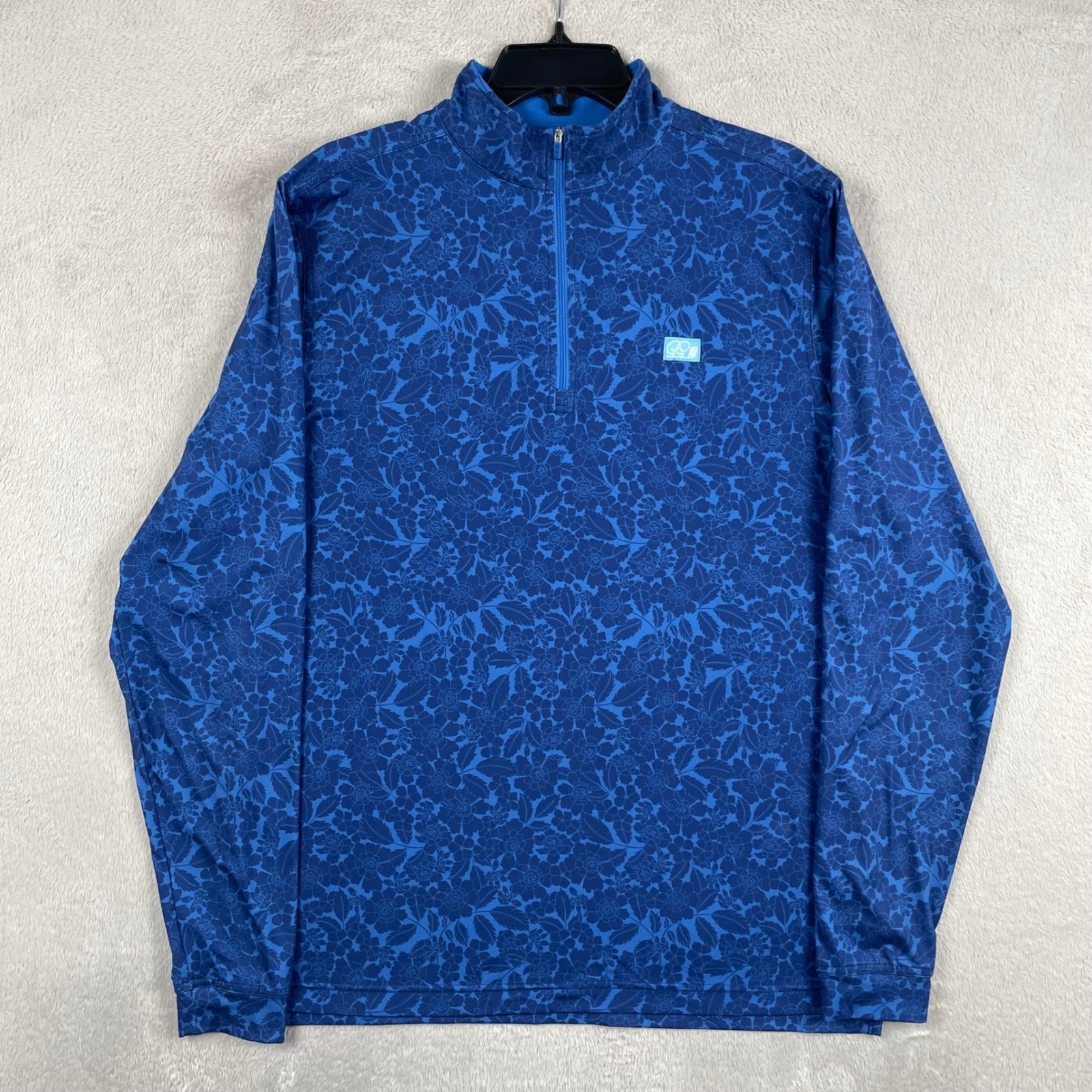 Good Good Golf Quarter Zip Pullover Mens Medium Blue Floral Performance 1/4 Zip gallery