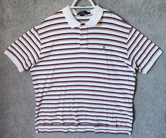 POLO by Ralph Lauren Red White Blue Striped Short Sleeve Golf Polo Shirt Size XL