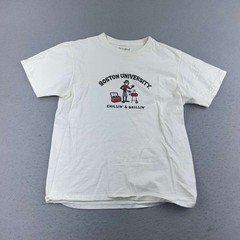 Life Is Good Shirt Mens Small Ivory Cotton Short Sleeves Boston University Tee