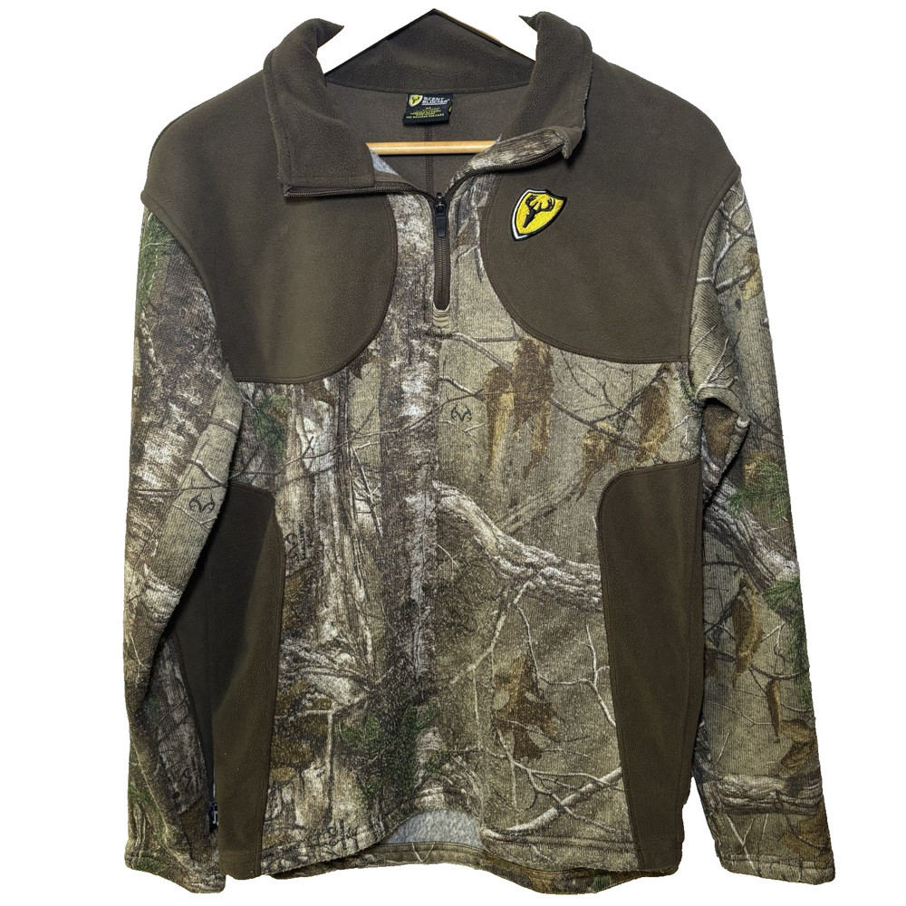 Scent Blocker Fleece Pullover Mens Medium Camo 1/4 Zip Hunting Sweatshirt Hunt