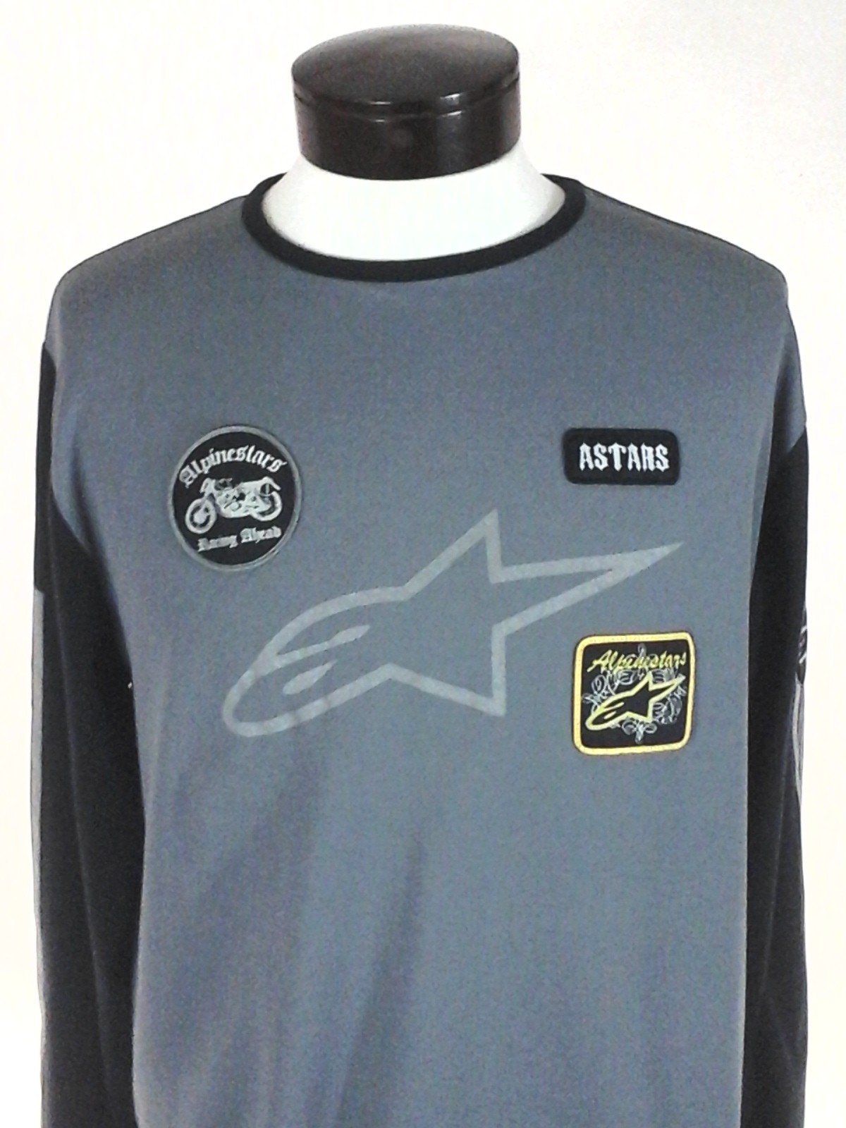 ALPINE STARS Shirt Racing Patches Gray Black Premium Slim Fit Logo Mens L RARE gallery