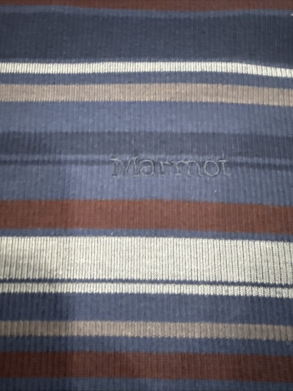 Marmot Stretch Long Sleeve Shirt Blue Striped L EUC Thermal gallery