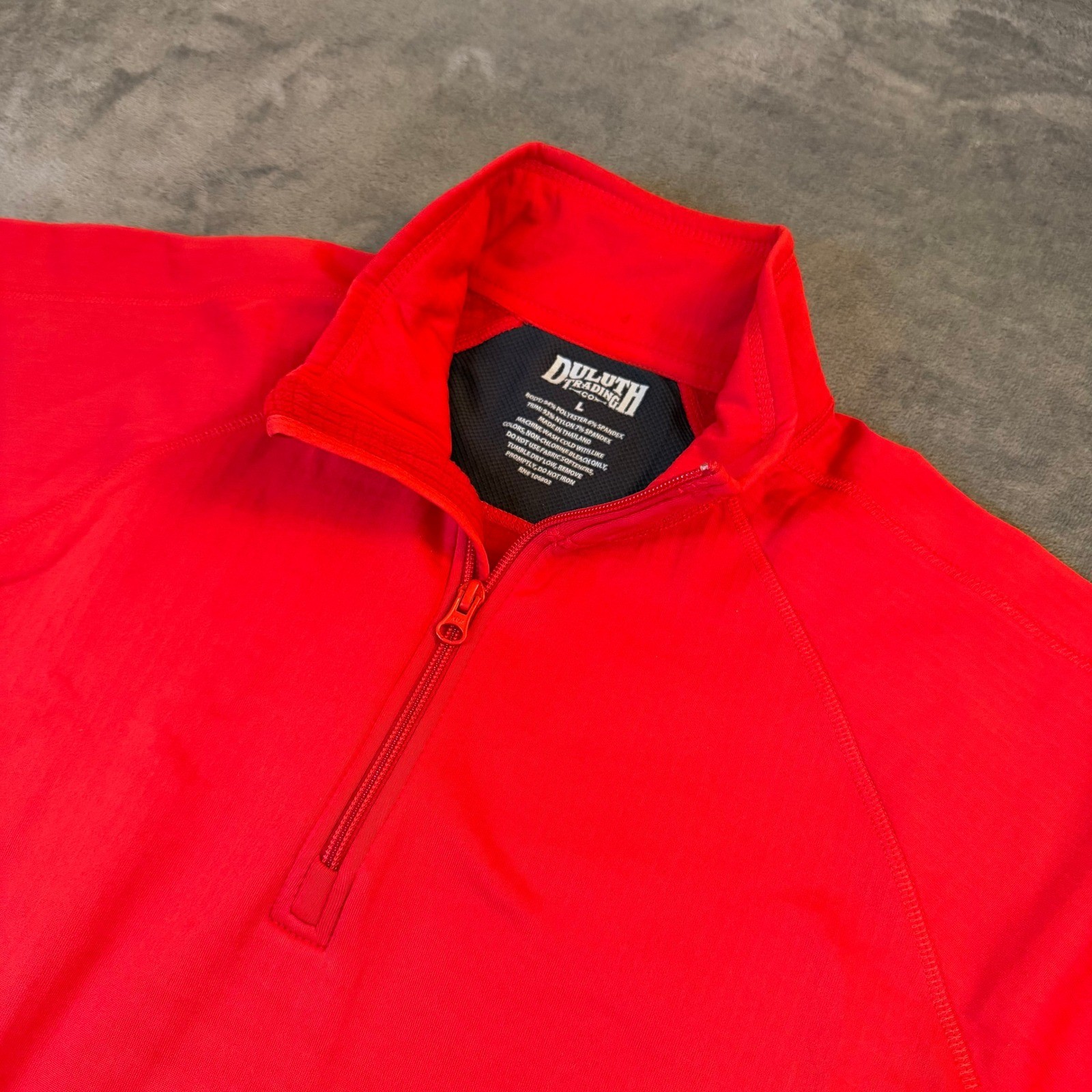 Duluth Trading Co Pullover Mens Large Red Quarter Zip Thumbholes Stretch Outdoor gallery