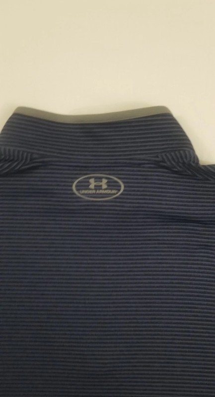 Under Armour Mens Long Sleeve Activewear Pull Over 1/4 Zip Blue Striped Sz 2XL gallery