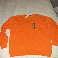 Athletic Works Men’s Moisture Wicking Long Sleeve Crew Tee Orange XL
