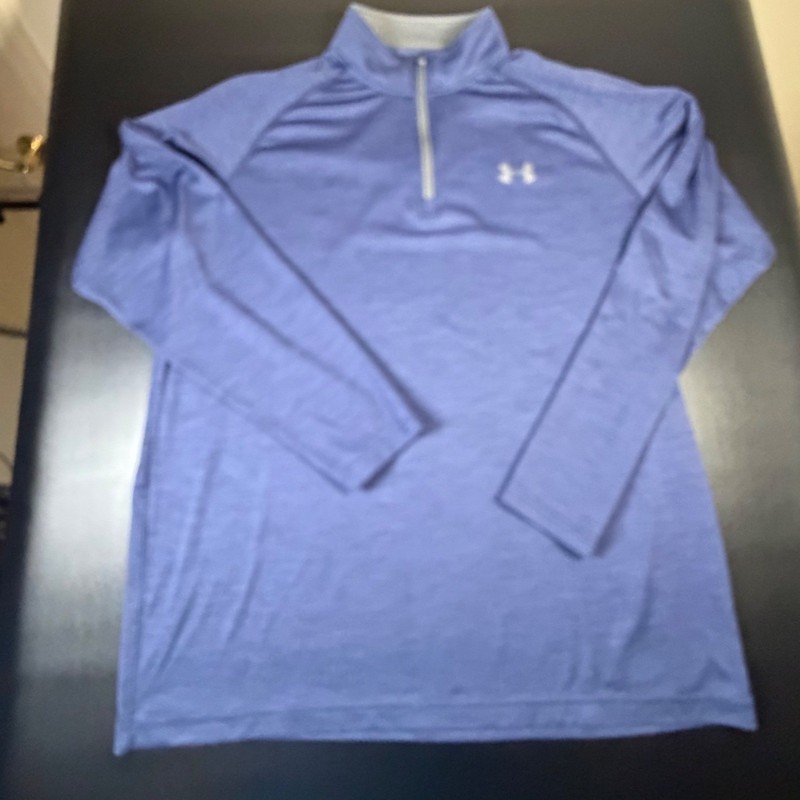 Under Armour Mens XL Blue Heathered Quarter Zip Pullover Athletic Shirt K3 gallery