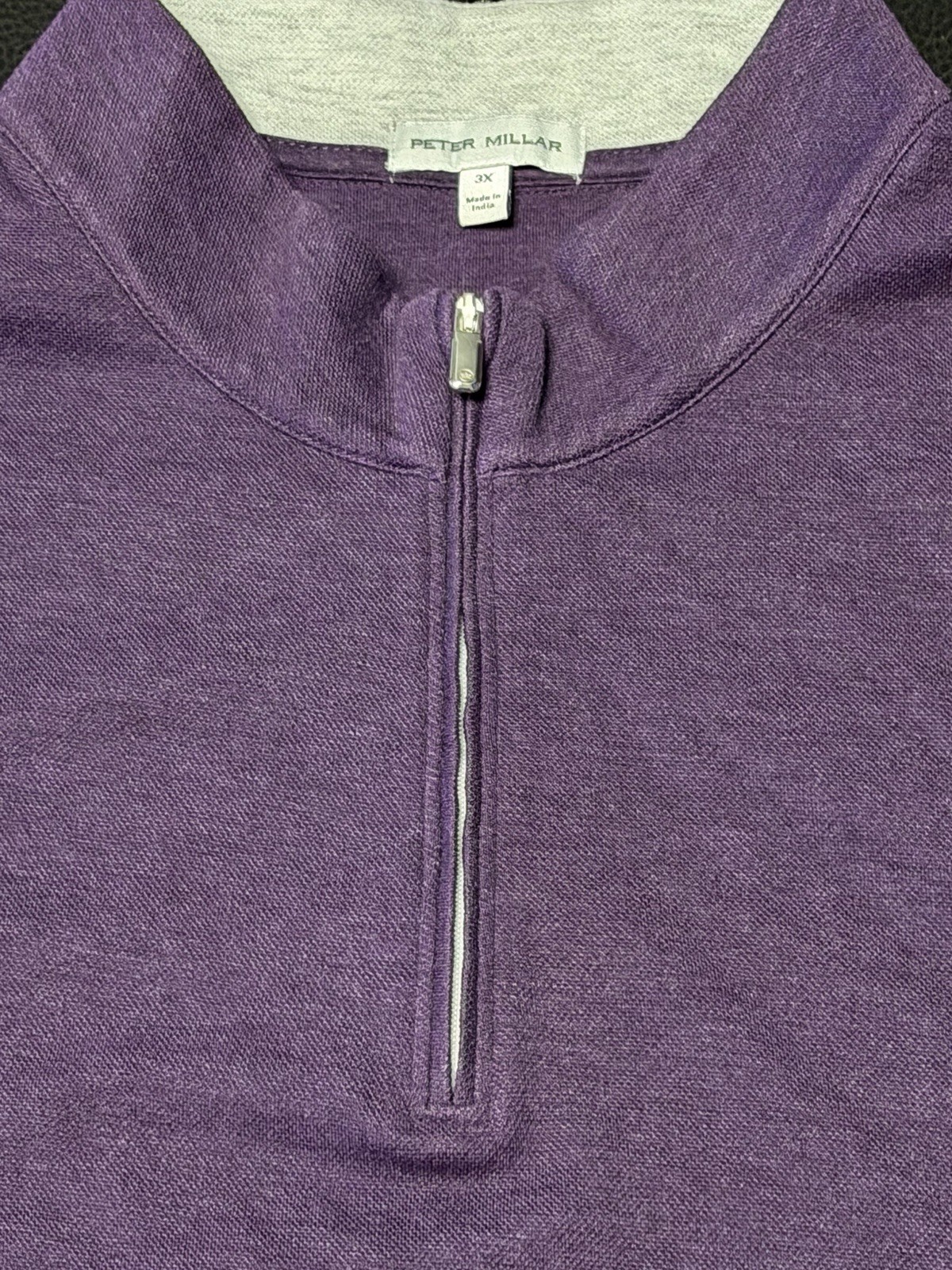 Peter Millar Men's 3X Big & Tall Purple 1/4 Zip Mock Neck Pullover Top gallery