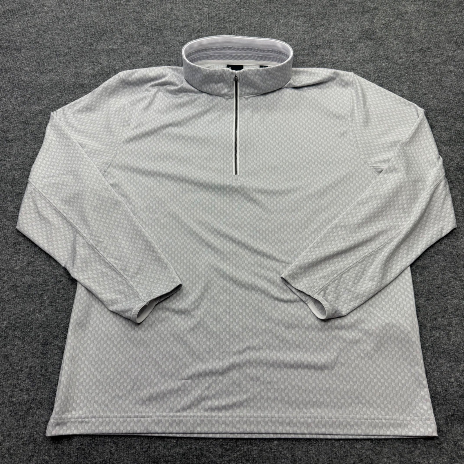 Dunning Mens Large Quarter Zip Pullover Grey Geometric Golf Performance Shirt gallery