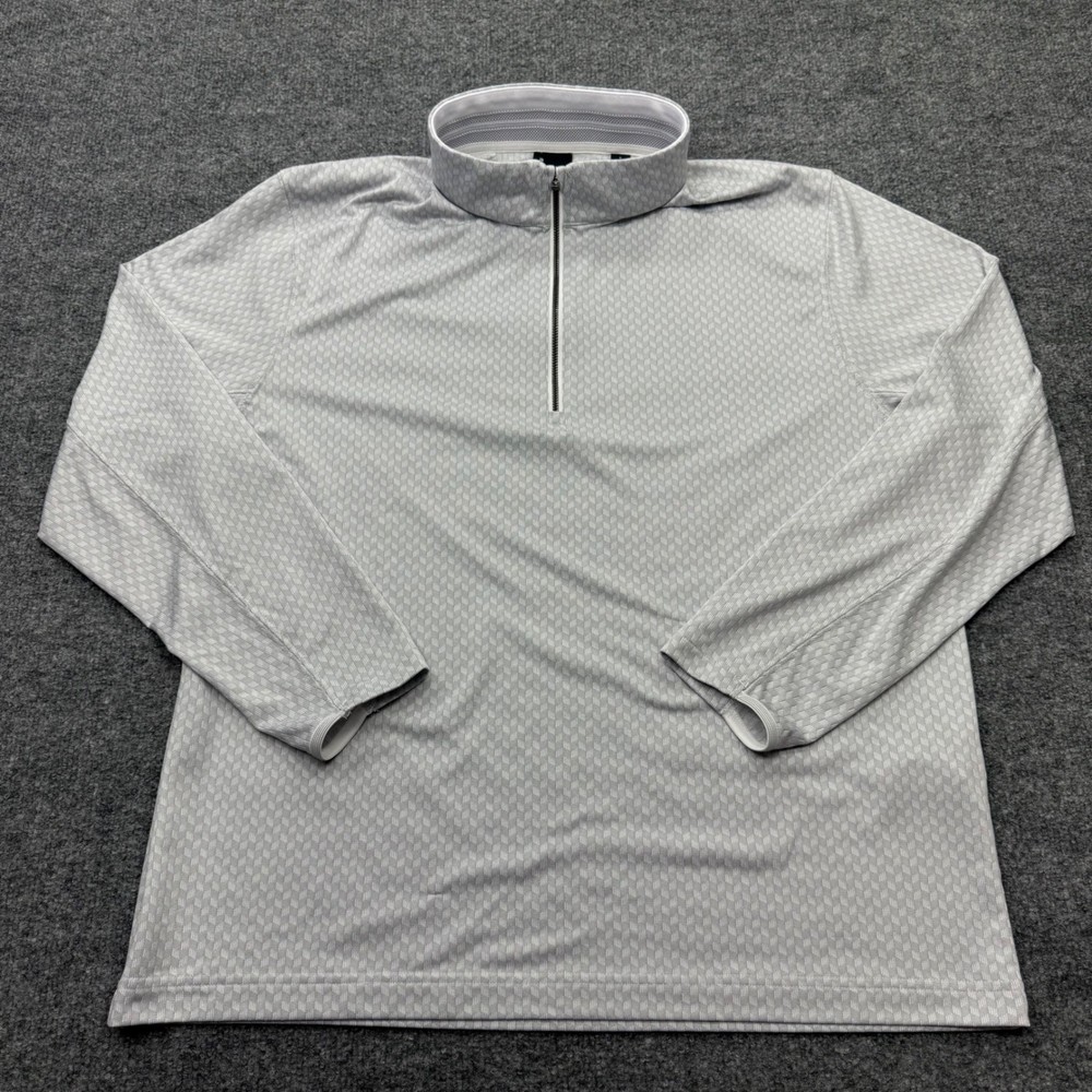 Dunning Mens Large Quarter Zip Pullover Grey Geometric Golf Performance Shirt