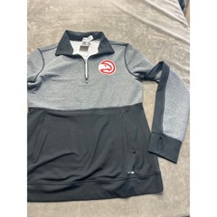Adidas Atlanta Hawks NBA Mens Medium Climalite Twist 1/2 Zip Pullover Gray Black