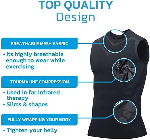 Men Compression Shirt Version Ionic Shaping Sleeveless Vest Sport Tank Top S-2XL gallery