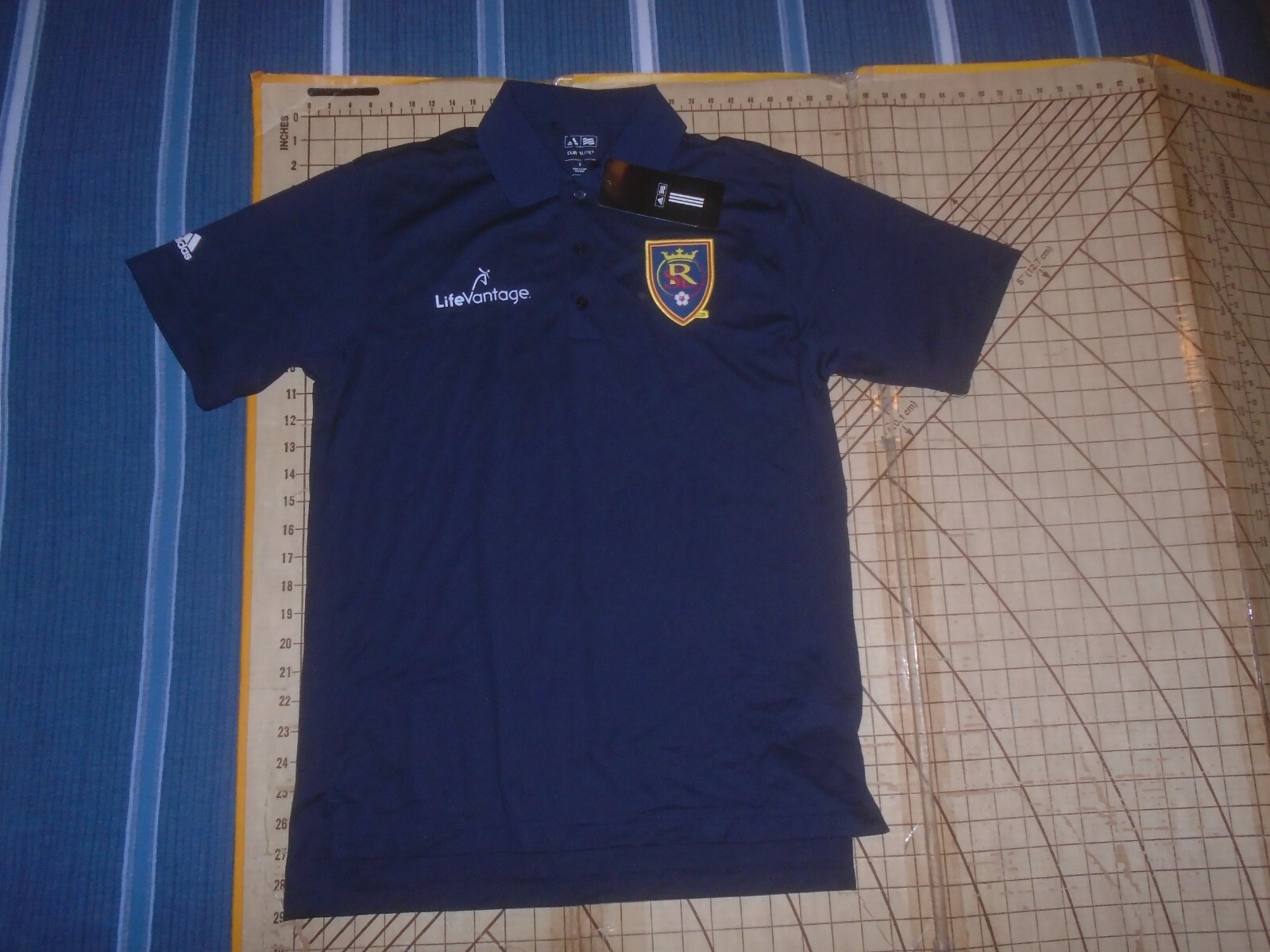 MENS SMALL BLUE ADIDAS SALT LAKE REAL SOCCER POLO SHIRT - NWT gallery