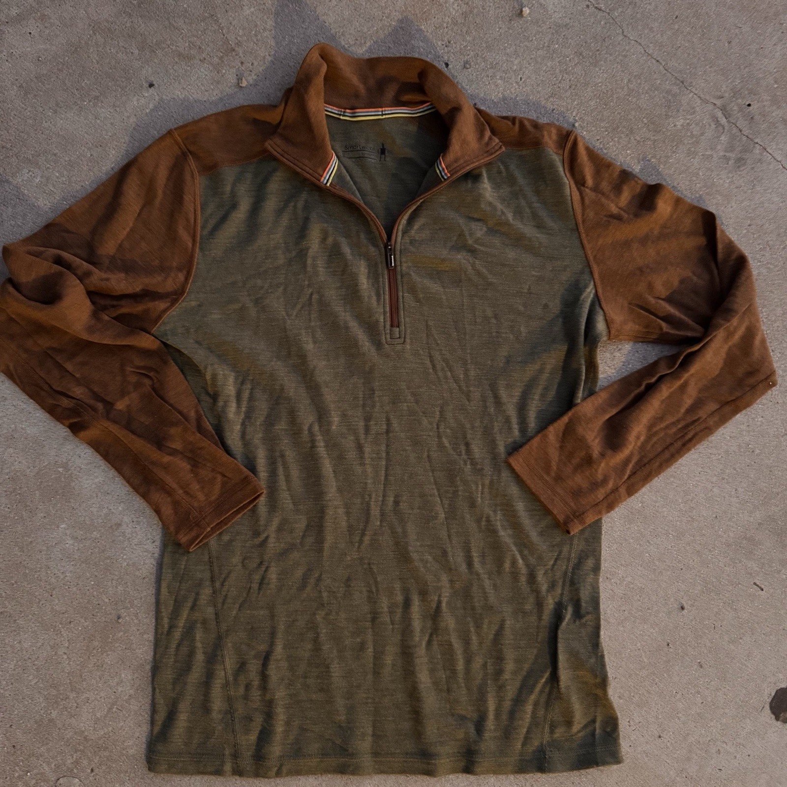 Smartwool Classic Thermal Merino Quarter Zip Base Layer Top Mens Size L Green gallery