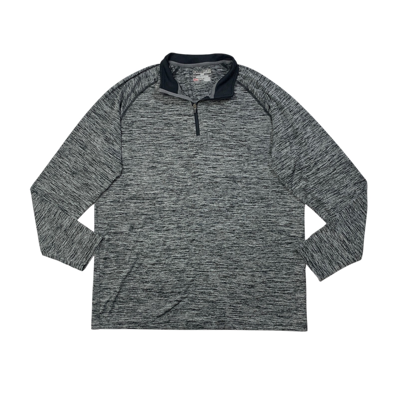 Under Armour Shirt Men M Medium Ash Black HeatGear Loose Quarter Zip Lightweight gallery