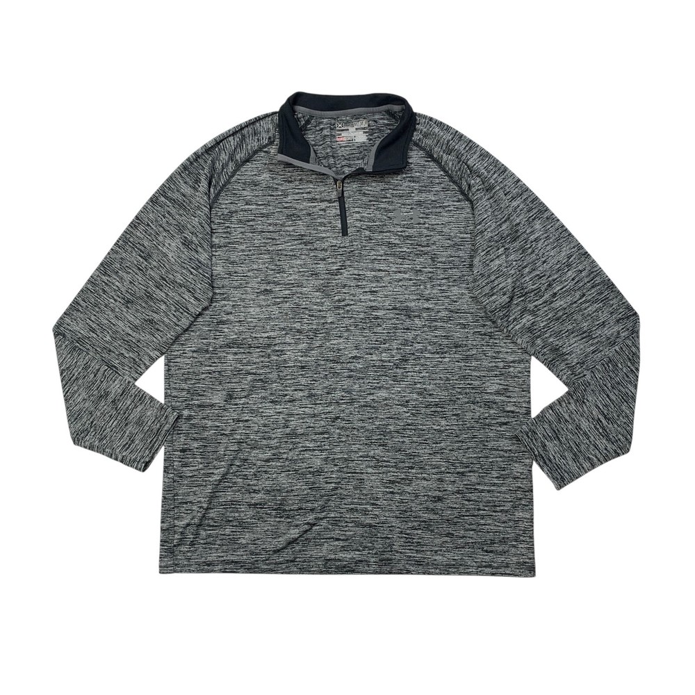 Under Armour Shirt Men M Medium Ash Black HeatGear Loose Quarter Zip Lightweight