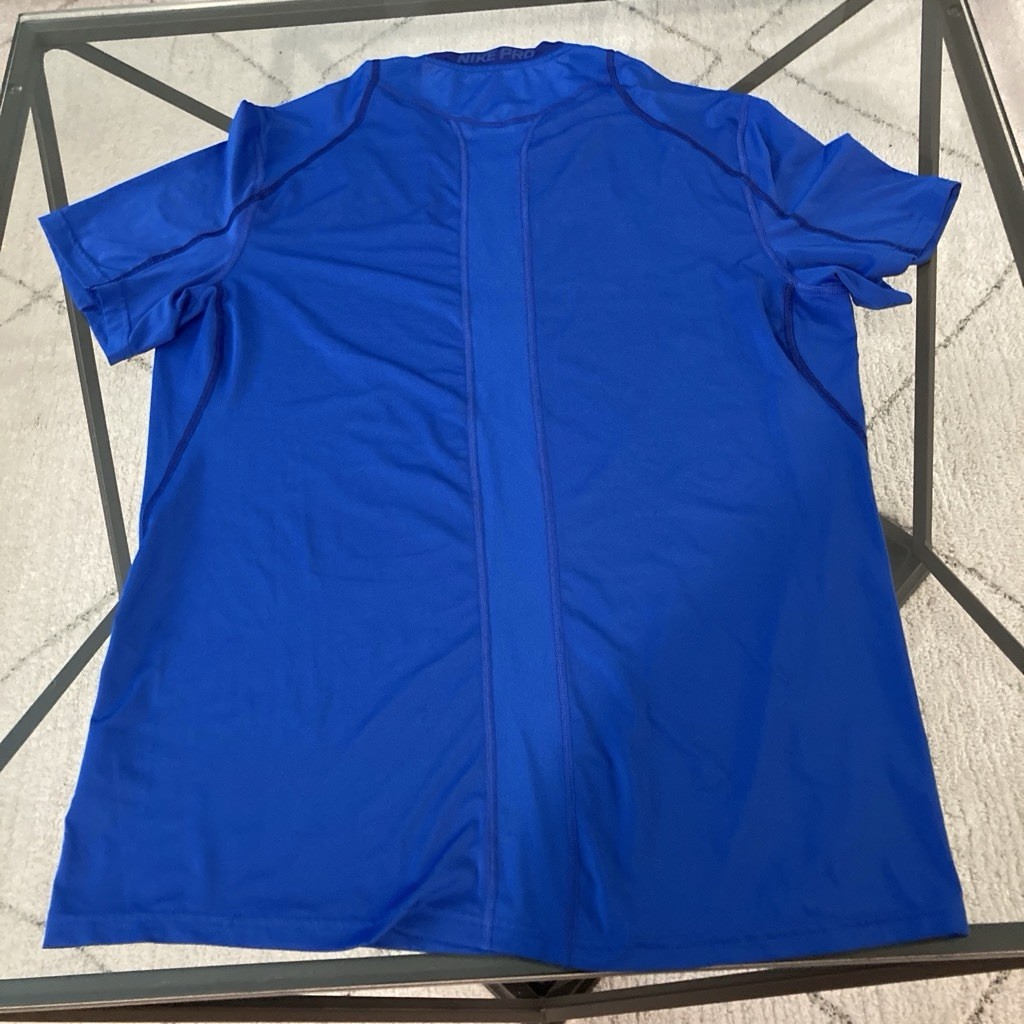 Nike Pro Men's Blue Short Sleeve Crew Neck Compression Stretch Shirt Size X L gallery