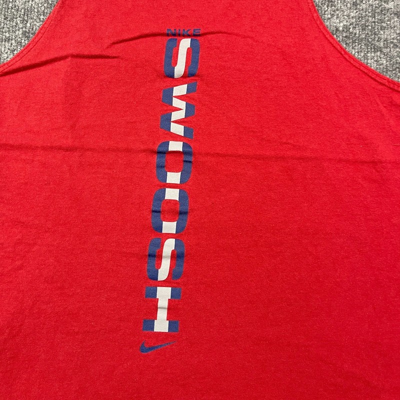 Vintage 90s NIKE Spellout Swoosh Activewear Tank Top Large 21x25 Red USA gallery
