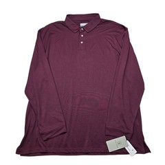 PGA TOUR Long Sleeve Golf Polo Shirt Mens 2XL Burgundy Wicking UPF 15 $70 NEW