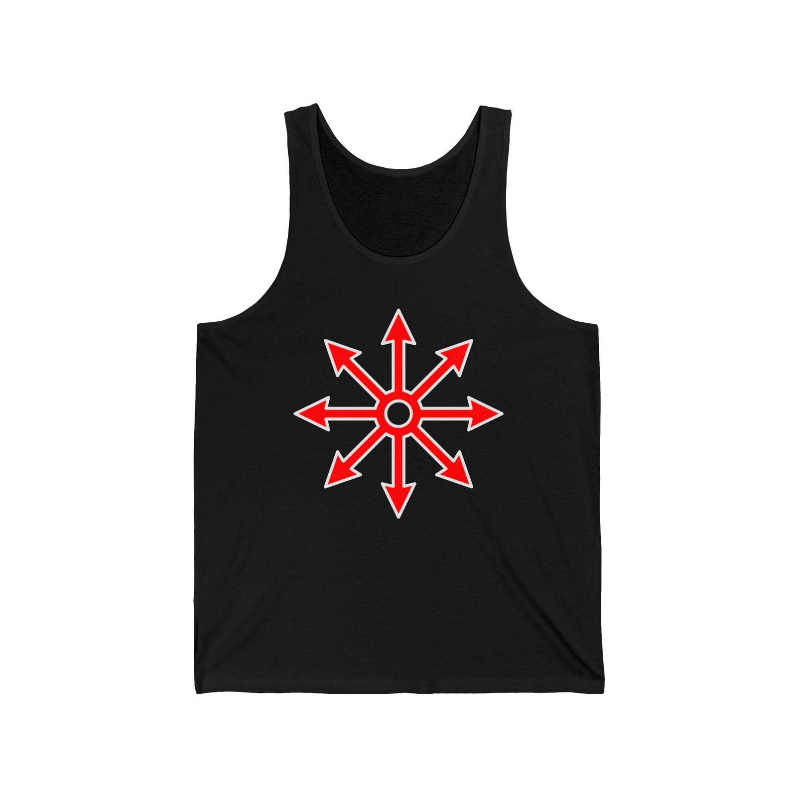Red Chaos Star Tank Top | Occult Symbol Graphic Print Shirt Design gallery