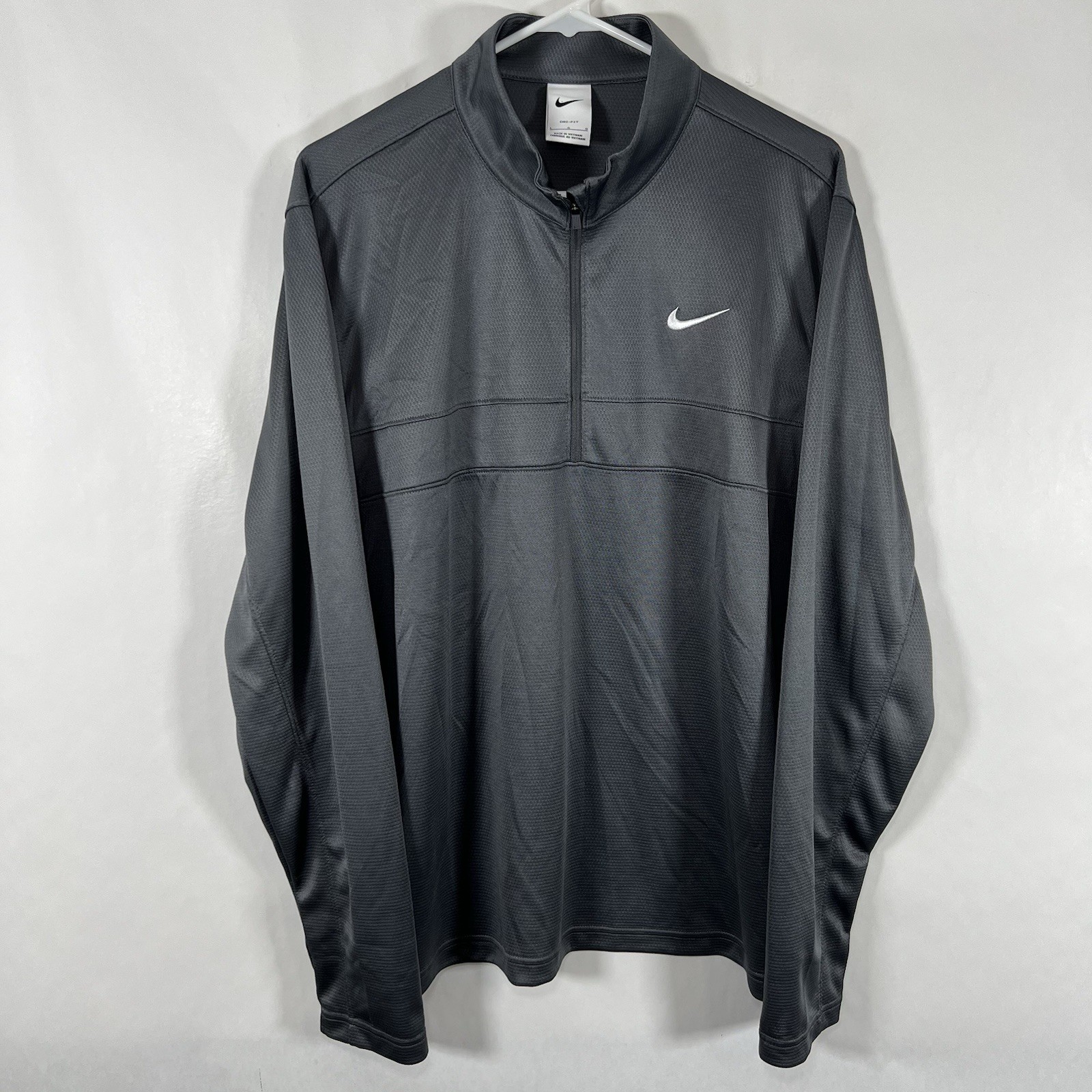 Nike Dri Fit 1/4 Zip Pullover Mens Large Gray Embroidered Swoosh Track Jacket gallery