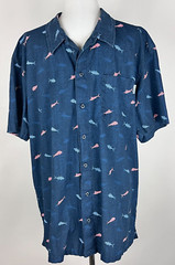 COLUMBIA PFG Men S/S ‘Trollers Best Shirt in USA Patriotic Fish’ – XL, Navy Red