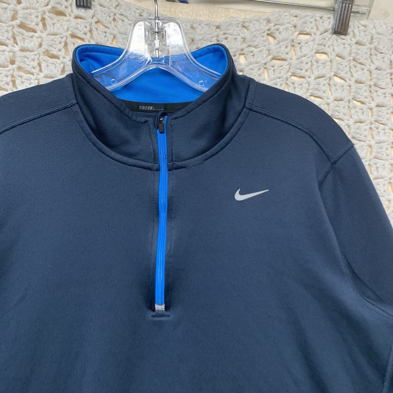 Nike Pullover Shirt Mens Sz L Navy Blue Element Running Training 1/4 Zip 547793 gallery
