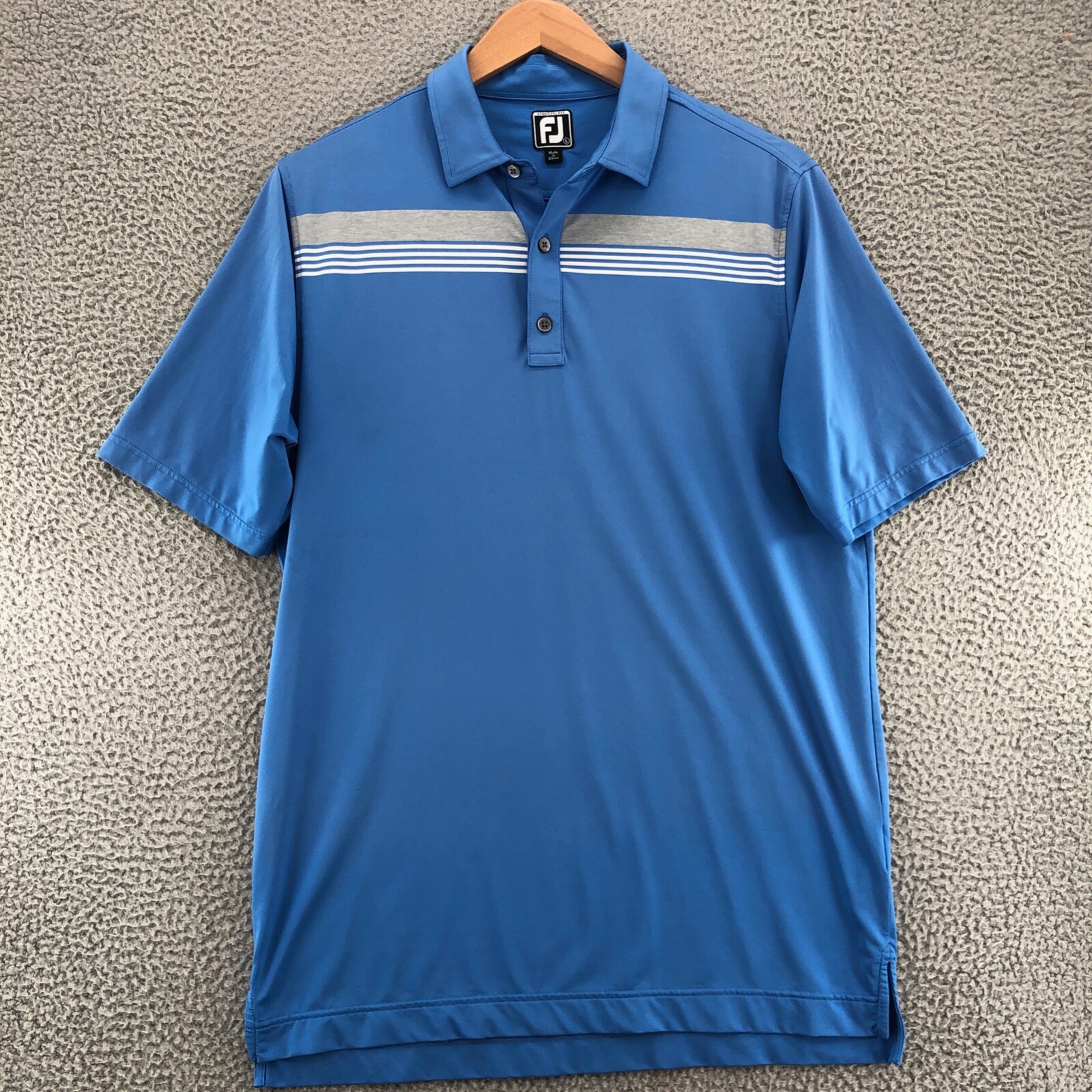 FootJoy Shirt Men Large Blue Striped Athletic Fit FJ Polo Short Sleeve Athletic* gallery