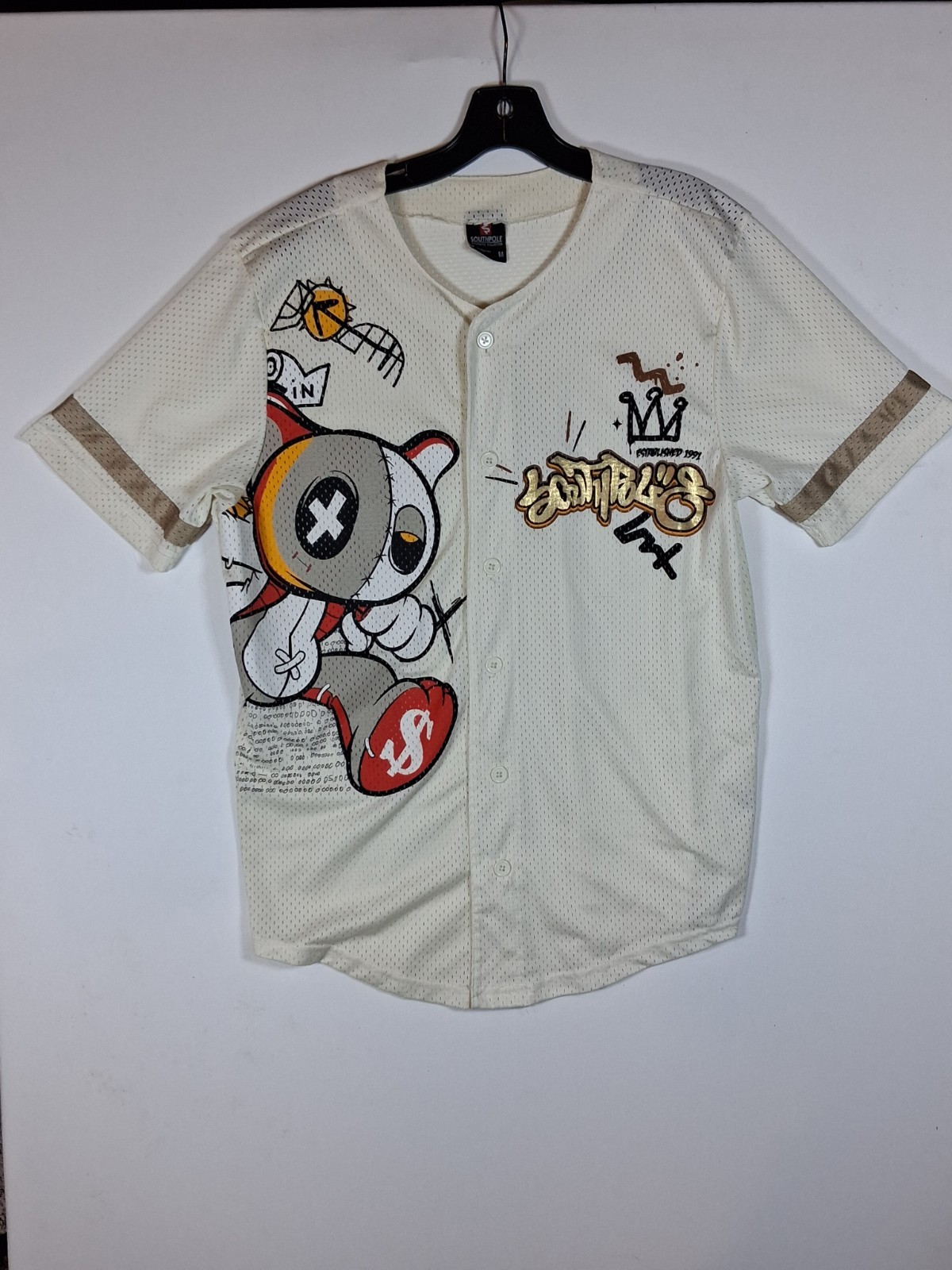 Southpole Authentic Collection Standard Issue Cream Graphic Baseball Jersey sz M gallery