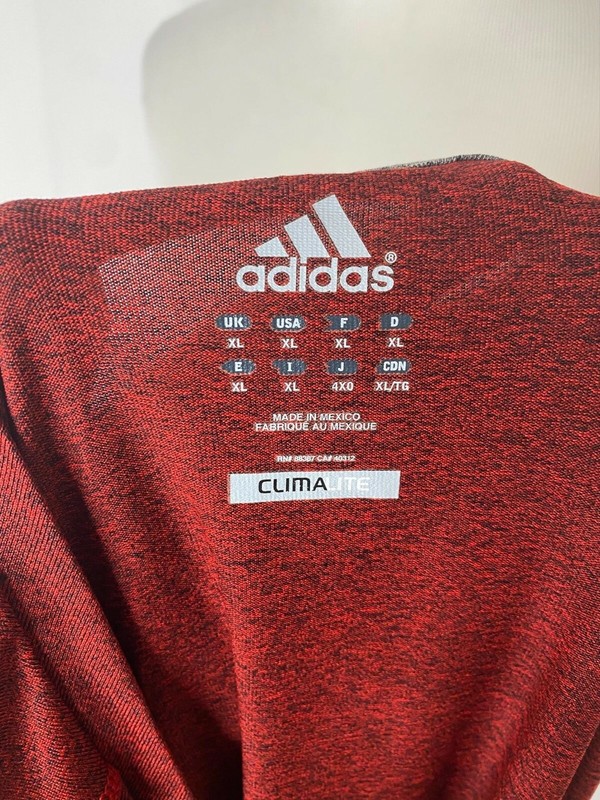 Adidas Mens XL Shirt Red and Black Speckled Climalite Tech-Fit Athletic gallery