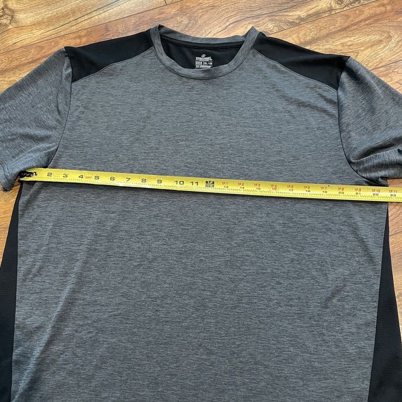 Spalding Dri-Power Athletic Shirt Mens XL Pullover SS Crew Neck Poly Black Gray gallery