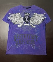 Raw Blue T Shirt Mens XL Purple Y2K Lion Wing Royalty Reigns Grunge Bedazzled