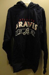 Atlanta Braves Wright & Ditson Navy Blue jersey Pullover hoodie SZ M 80% Cotton