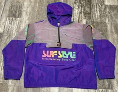 Vintage SURF STYLE 90s Pullover Windbreaker Jacket Iridescent Purple One Size