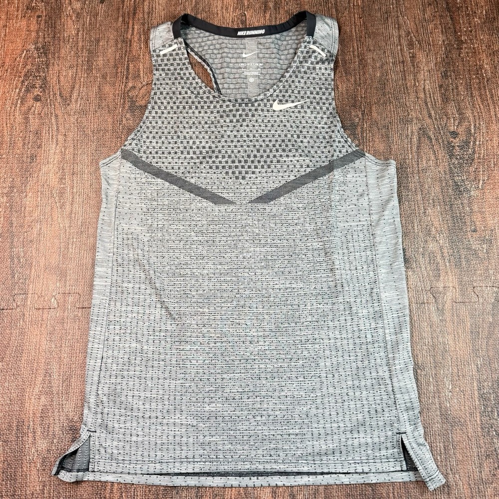 Nike DRI-FIT ADV Tech-Knit Ultra Running Tank Top Men's Sz S Grey DM4751-010