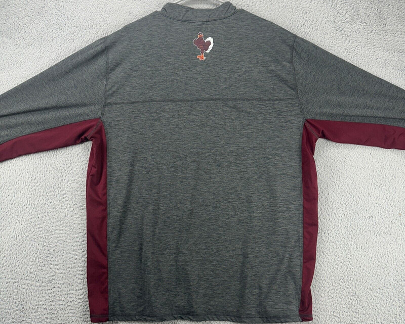 Virginia Tech Shirt Mens Medium Grey Red Quarter Zip Pullover Stretch Colosseum gallery
