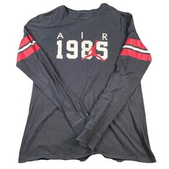 Mens Nike Air Jordan AIR 1985 Black White Red Longsleeve Shirt Size L Large