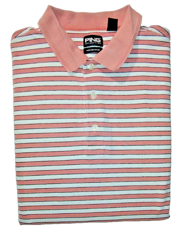 Ping Collection Men's 3 Button Front Short Sleeve Polo Shirt Size L