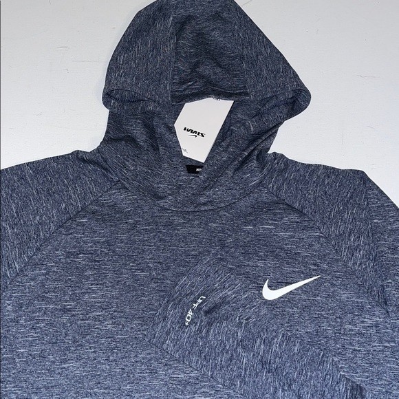 Nike Sun Hoodie Shirt Mens M Dri-Fit UPF 40+ Blue Heather Long Sleeve NWT gallery