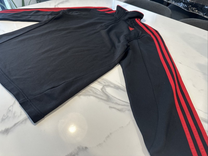 Adidas Quarter Zip Black And Red Pullover Size S gallery