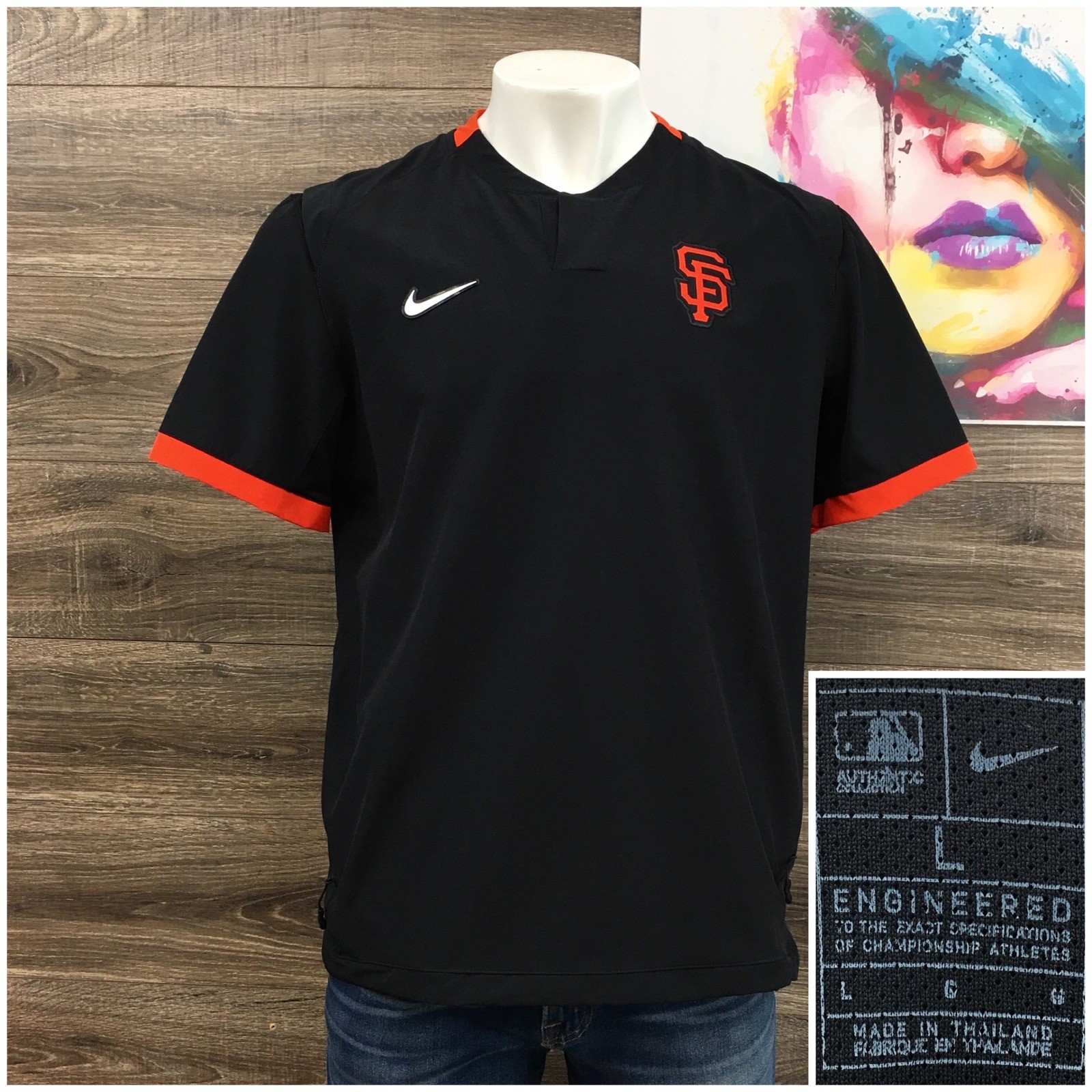 Nike San Francisco Giants MLB Authentic Collection Warm Up Jersey Black Mens L gallery