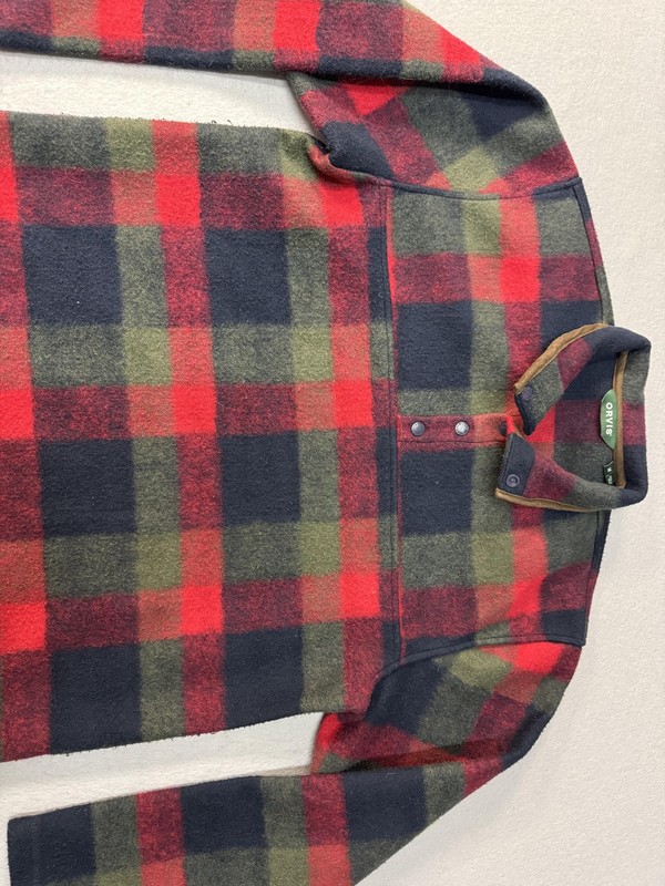Orvis Pullover Mens Medium Red Black Green Buffalo Plaid Snap Button Outdoors gallery