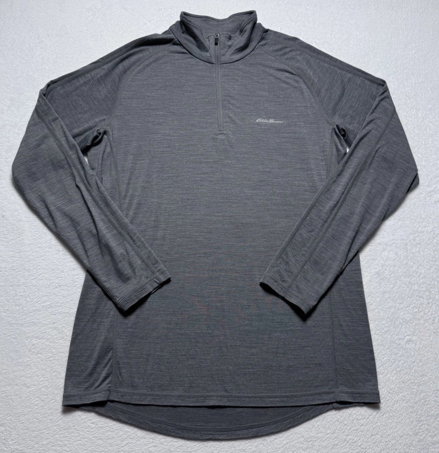 Eddie Bauer First Ascent Pullover Mens Medium Gray 1/4 Zip Merino Wool Baselayer gallery