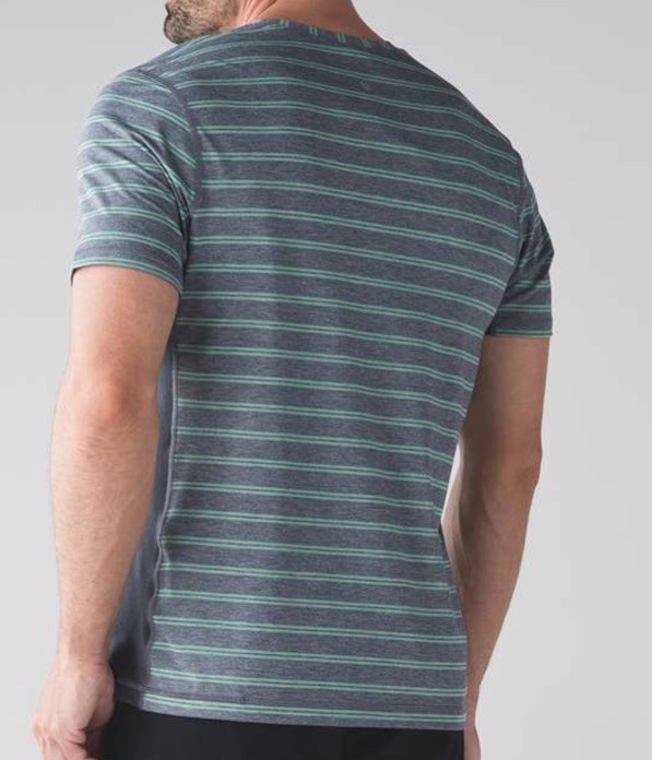 LULULEMON THE CREW DOUBLE DIP STRIPE HEATHERED GRAY AND GREEN SIZE XL gallery