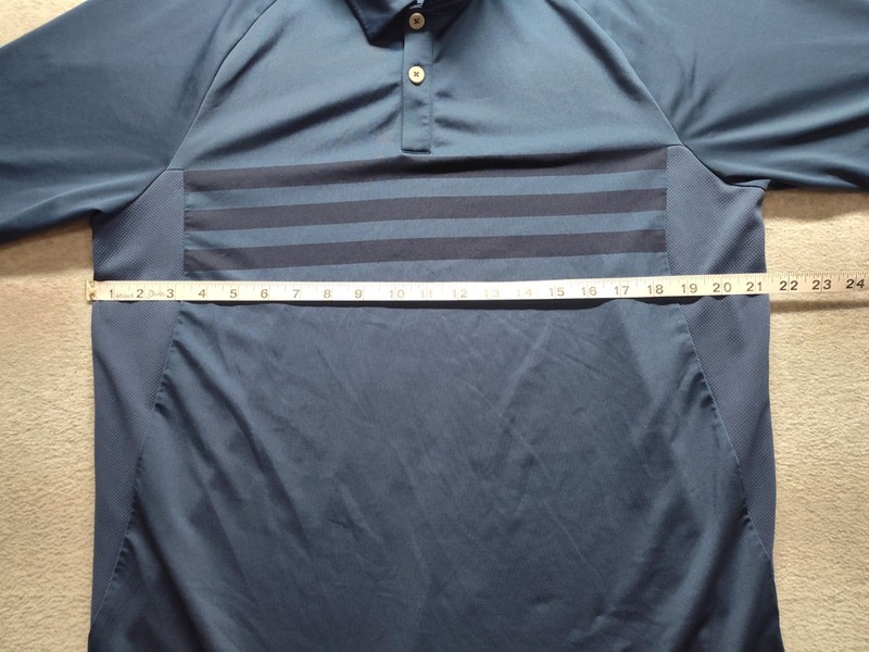 Adidas Climacool Men Polo Shirt L Navy Blue Striped Short Sleeve Collared Active gallery