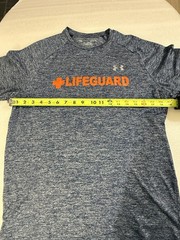 Under Armour The Tech Tee Short-Sleeve- Heather Blue-Grey Orange Life Guard Logo