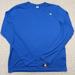 Champion Shirt Mens 2XL Blue Reverse Weave Long Sleeve Performance Tee Athletic