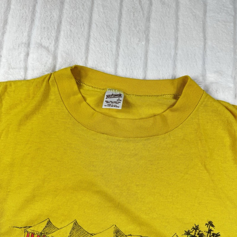 VTG 1985 Waikiki Hawaii Tank Top T-Shirt Size Large Yellow Novelty Dinosaur Fun gallery